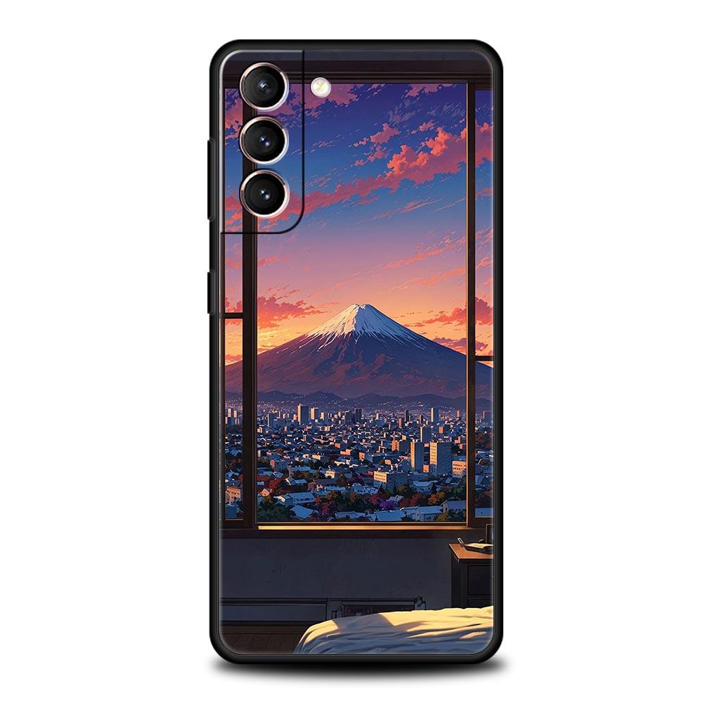 Japan Mount Fuji Cherry Blossom Phone Case For Samsung Galaxy S25 Edge S24 S23 S22 S21 Ultra S20 FE 5G S10 S10E S9 Plus Cover