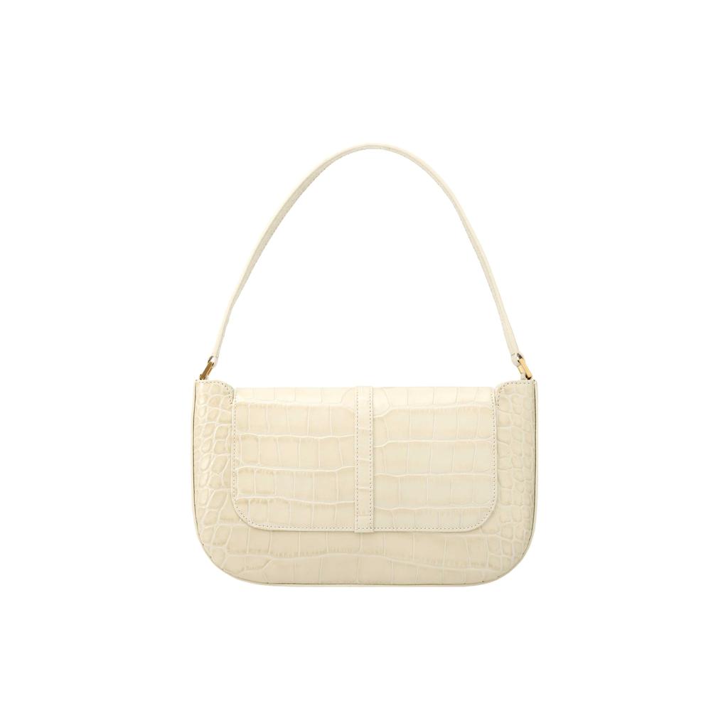 By Far Miranda Series Leather Crocodile Embossed Shoulder Bag Women Handbags Off-White 19FWMDASCEDMEDCE