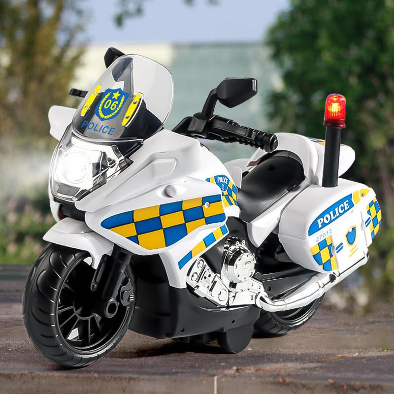 Police Motorcycle Toy With Flashing Lights And Inertial Motion For Kids Play