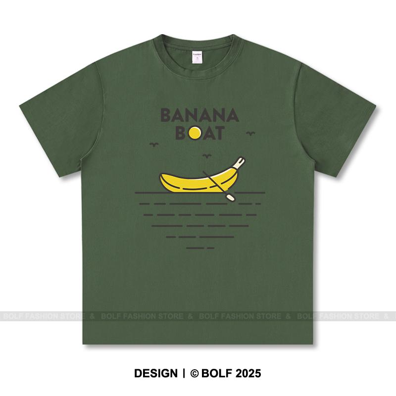 Women's Banana Boat Printed T-Shirt 100% Cotton Oversized Tropical Graphic Tees for Men Summer Tops Vacation Streetwear