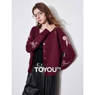 Chuyu Damen 2025 Frühling Collegiate Fliege Jacquard Strickjacke