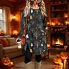 Women's Casual Long Sleeve Printed Round Neck Dress for Everyday Fashion