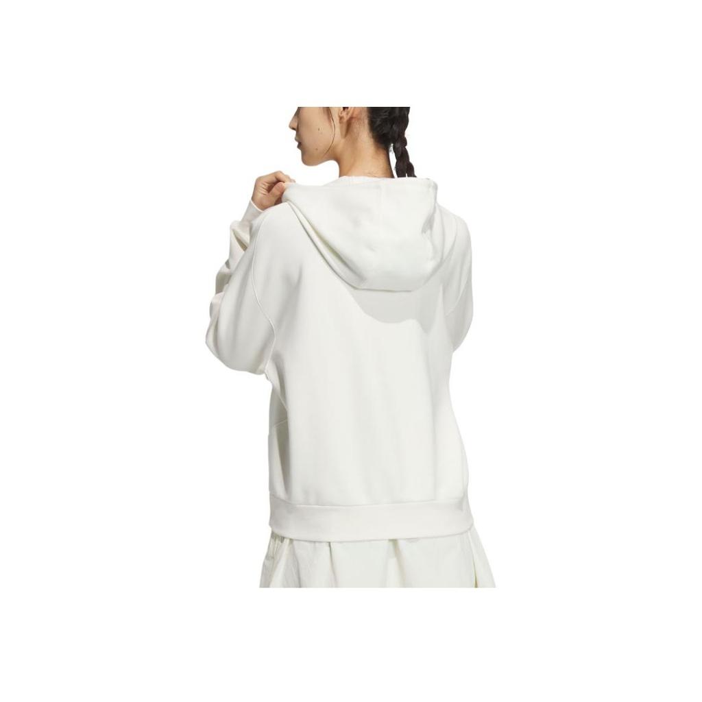 adidas Lounge FW24 Sports Comfortable Versatile Hooded Loose Long Sleeve Sweatshirt Women Sweatshirt Han-Jade-White JJ3543