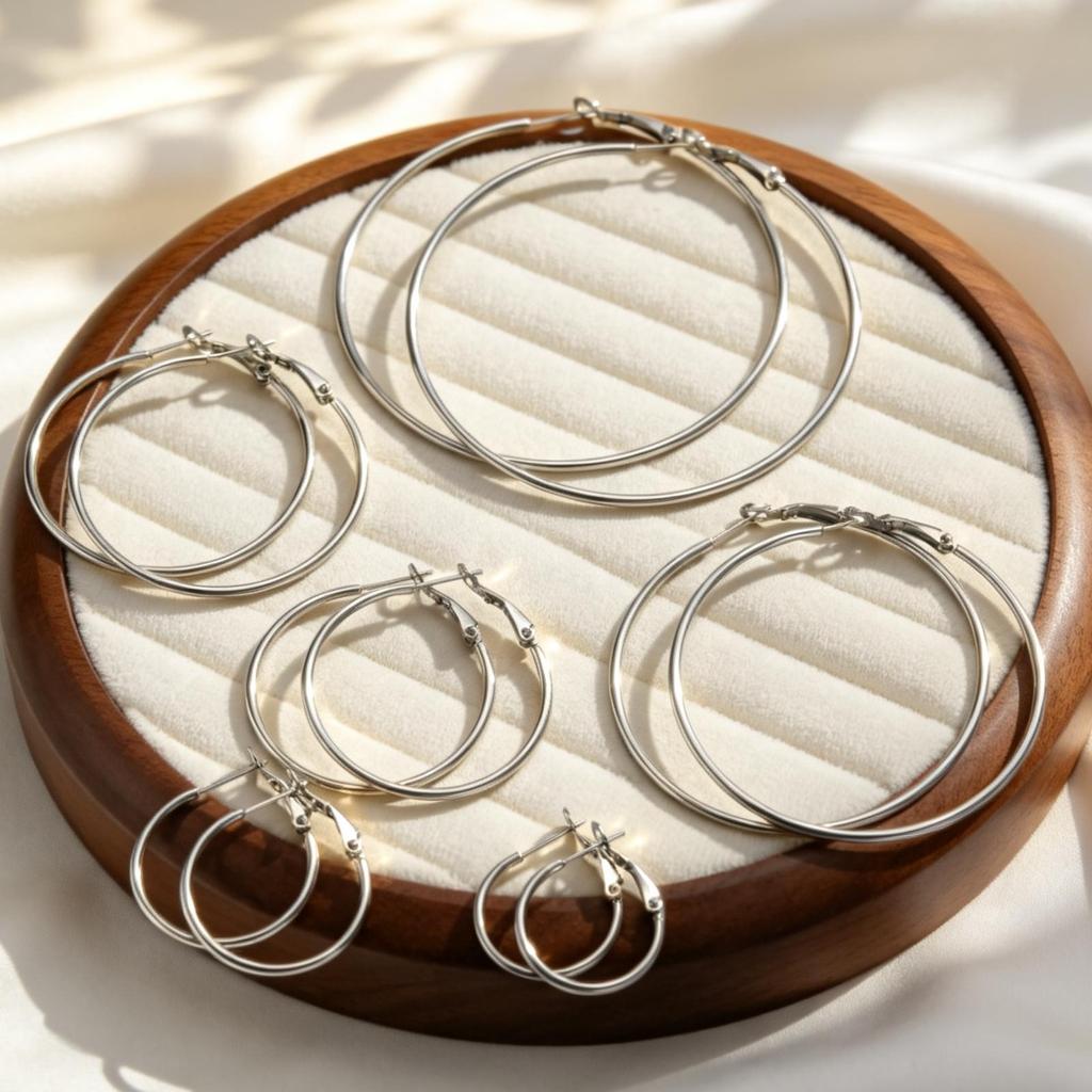 Minimalist Round Hoop Earrings for Women Stainless Steel Geometric Earrings Hip Pop Fashion Jewelry Gift