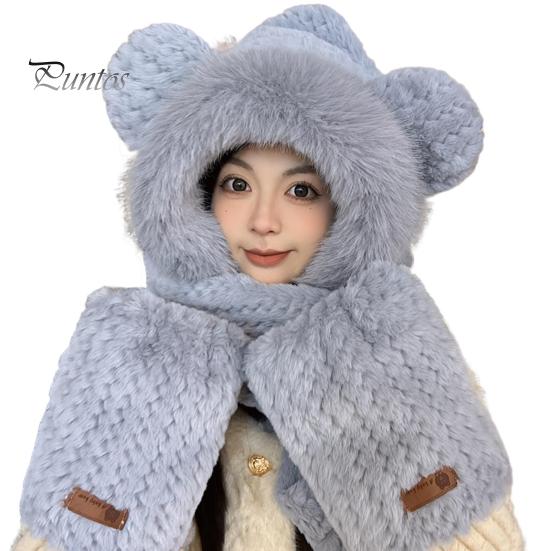 Dámská zimní čepice s integrovaným šátkem a rukavicemi Silná hřejivá umělá kožešina větruodolná Medvěd uši Dekor Plná ochrana Venkovní Cyklistika Turistika Cestování Studená