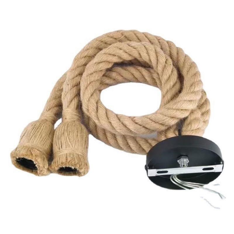 Vintage Hemp Rope American Style Pendant Lights Hand Knitted Reminiscence Bar Pub Industrial Lighting Indoor Ceiling Lamp E27