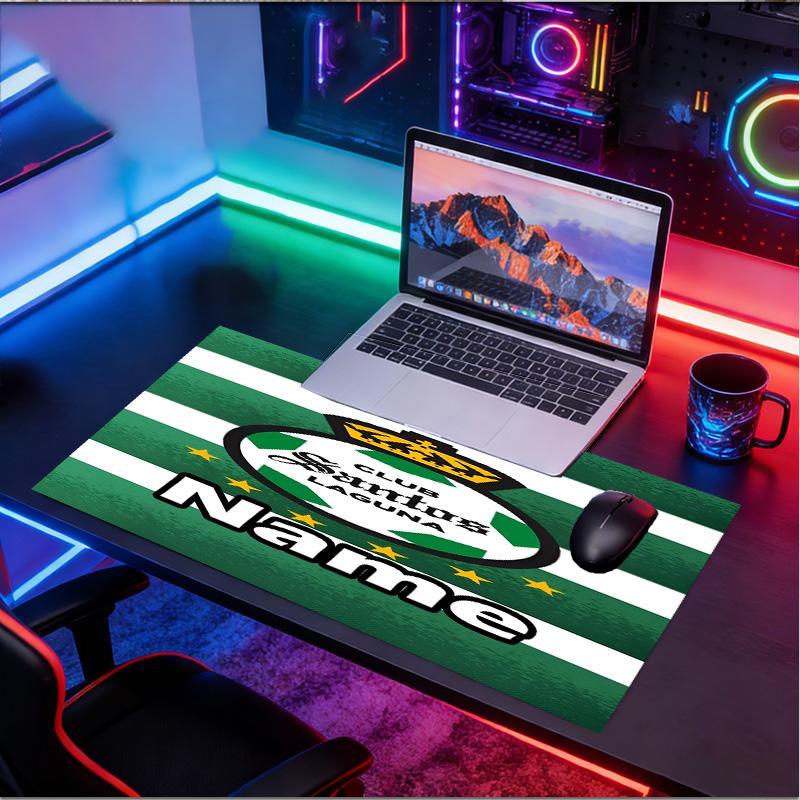 Custom Name Personalized Club Santos Laguna Pattern Mousepad, Laptop PC Desk Mat, Decorative Desk Mat for Home Keyboard Pad Gift