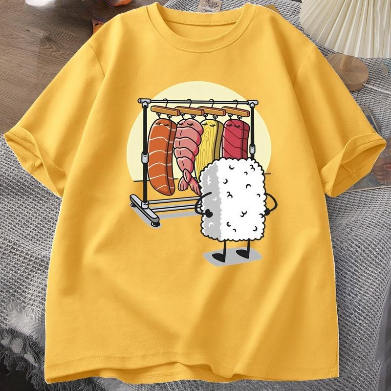 2026 Hot Sale Sushi Wardrobe T Shirt Women Men Funny High Quality T-shirt Cotton Graphic T Shirts Loose Short-sleeve Pritned Tshirt Man Tops Tee