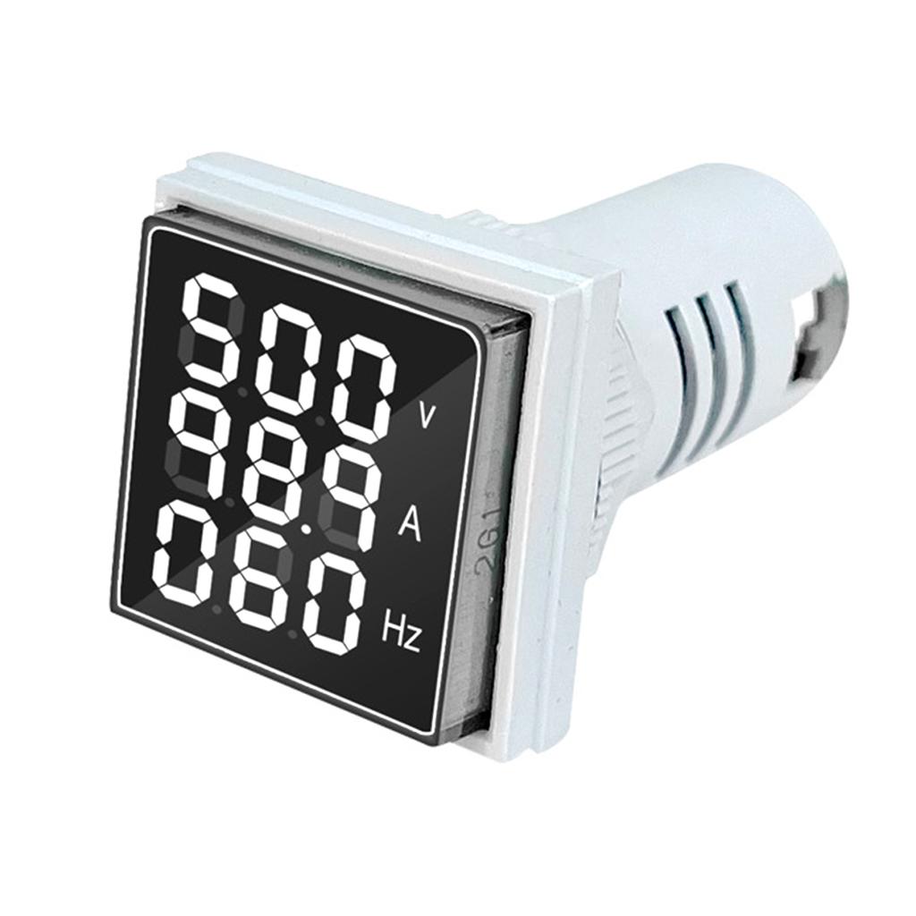 ThreeDigit Display AC Current Voltage Frequency 3in1 Indicator 22mm Square Head LED