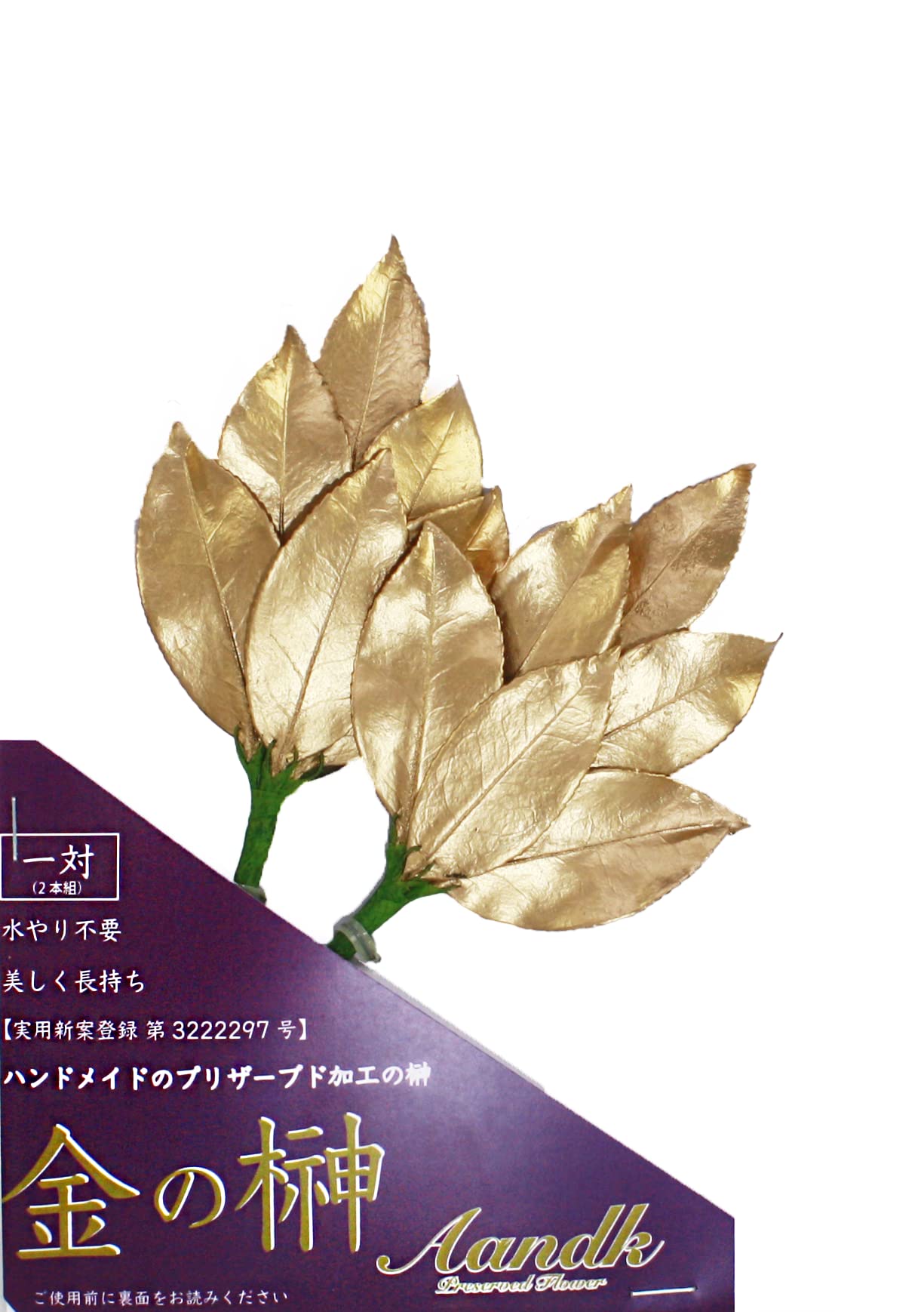 

A&K Golden Sakaki Mini SS [Fresh Leaves] Sakaki (Made with Japanese Camellia Sasanqua Leaves) Brings Good Fortune, Good Luck, and Increased Fortune