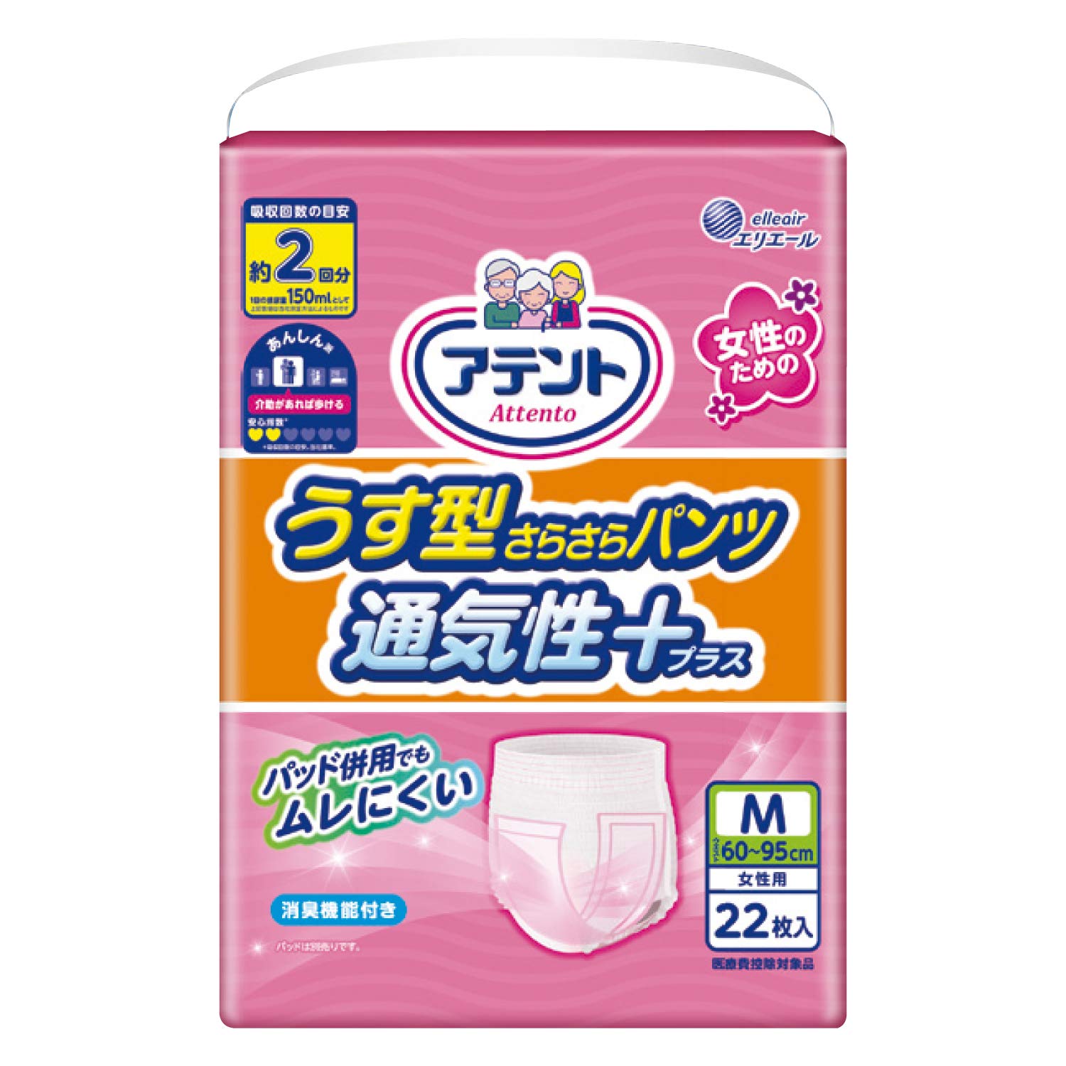 

Attends Thin, Smooth Pants, Breathable Plus, Women s, Size M, 22 Count (For those who can walk with assistance)