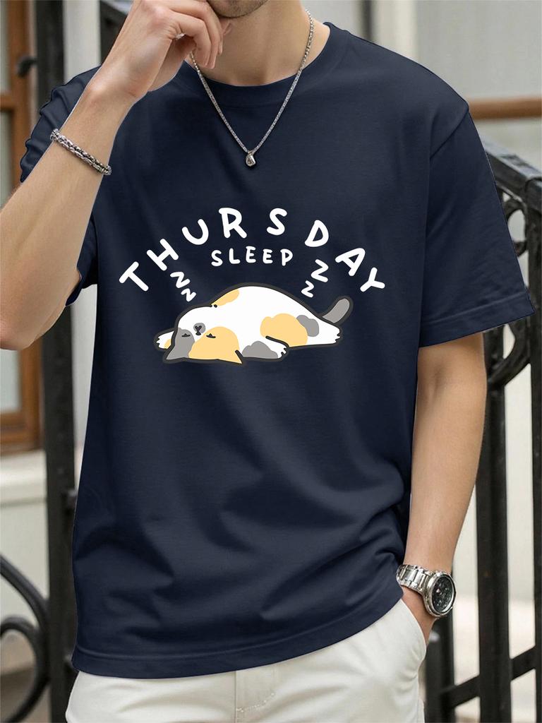 Tuesday Sleep Cat Printed TShirts Womens Cotton Summer Tops Comfortable Loose ONeck Short Sleeve T Shirt Casual Womans Clothes