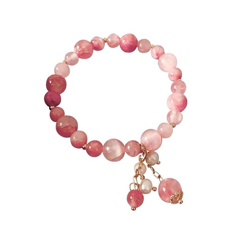 Strawberry crystal bracelet women s freshwater pearl elastic jewelry Bangles Women Fashion Jewelry accessories Gift