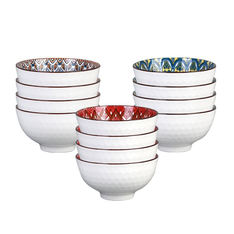 SHUNXIANG Cereal Bowls Set Bohemian Floral Ceramic Soup Bowls 4.5inch Colorful Bowls Set for Salad, Pasta, Rice, Oatmeal, Fruit