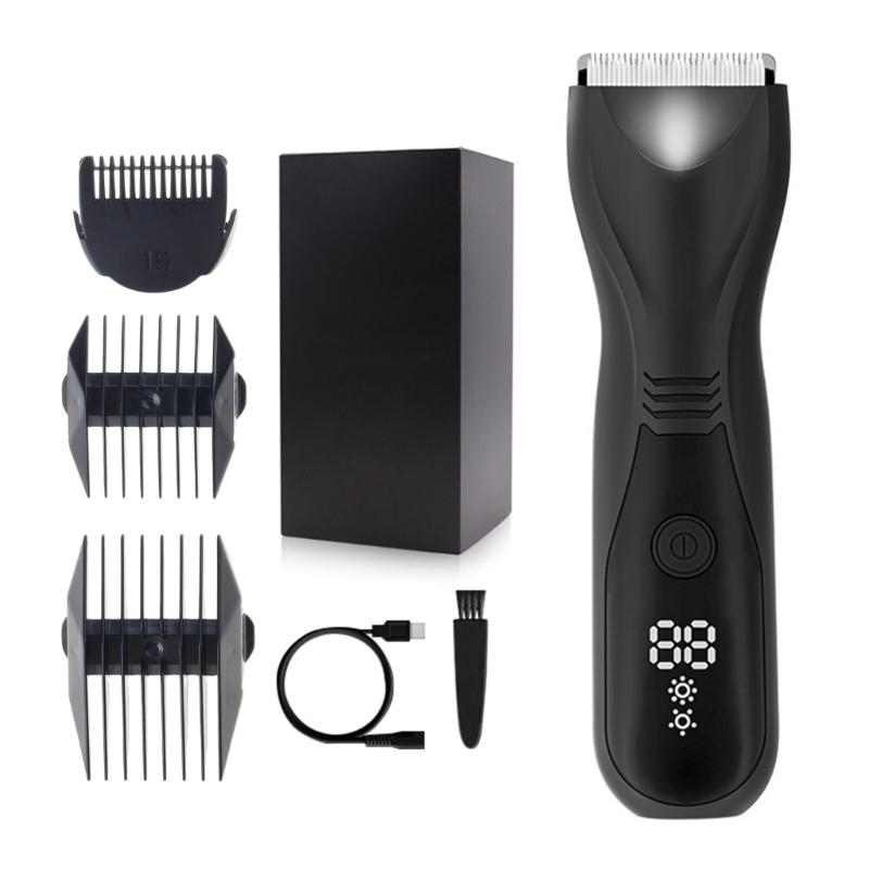 Groin & Body Hair Trimmer for Men Electric Trimmer Pubic Trimmer Body Shaver Waterproof Wet/Dry Body Shaver Groomer