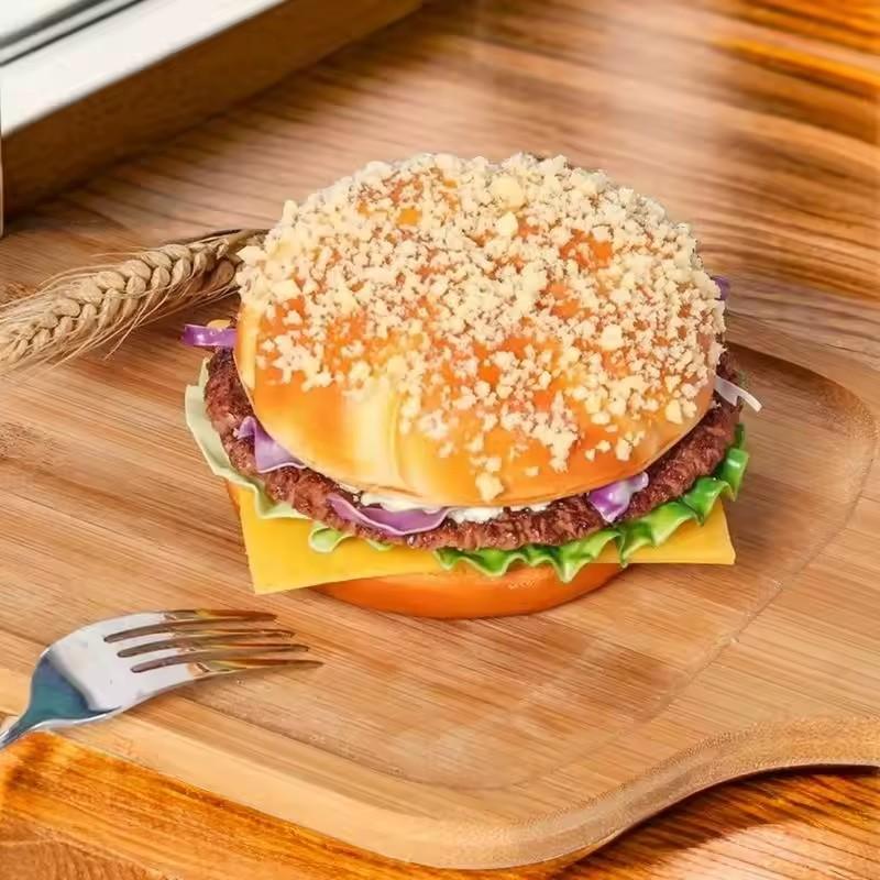 Fake Beaf Hamburger Artificial Hamburger Soft Bread Photography Prop Display Food Model Party Home Decor Film Television Props