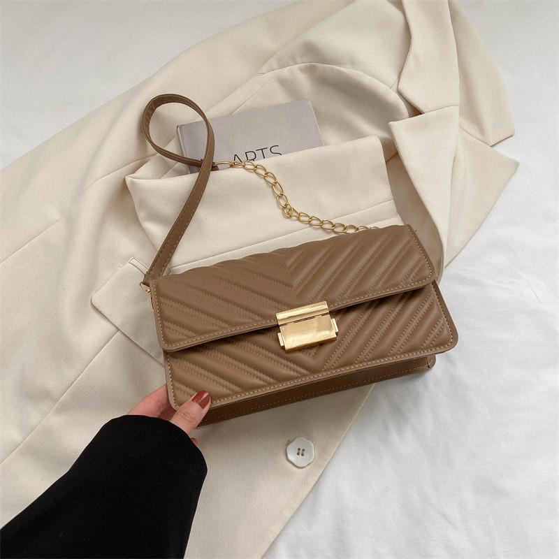 Stylish Minimalist Small Crossbody Bag With Unique Lock Closure For Women хаки