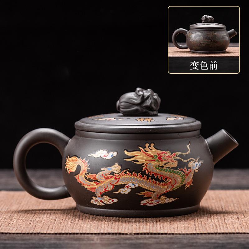 

Color-changing purple clay pot, stone scoop, Baicai single pot, handmade teapot, one pot, two cups, gift box, hardcover, souvenir