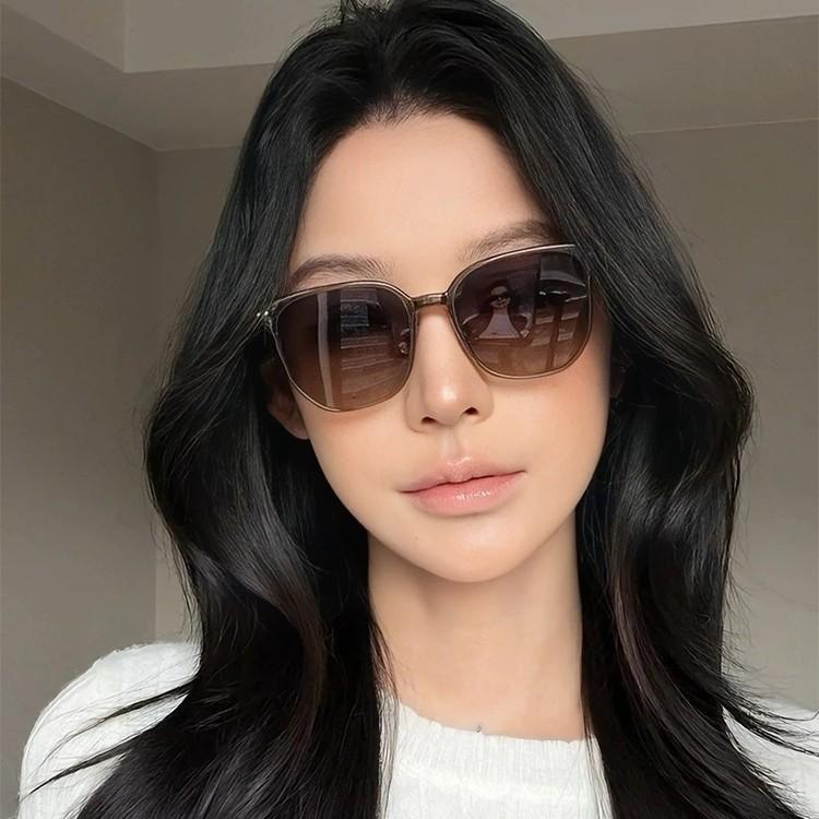 Retro large frame sunglasses women's high-end wave glasses legs polarized sunglasses fashion versatile sunglasses men
