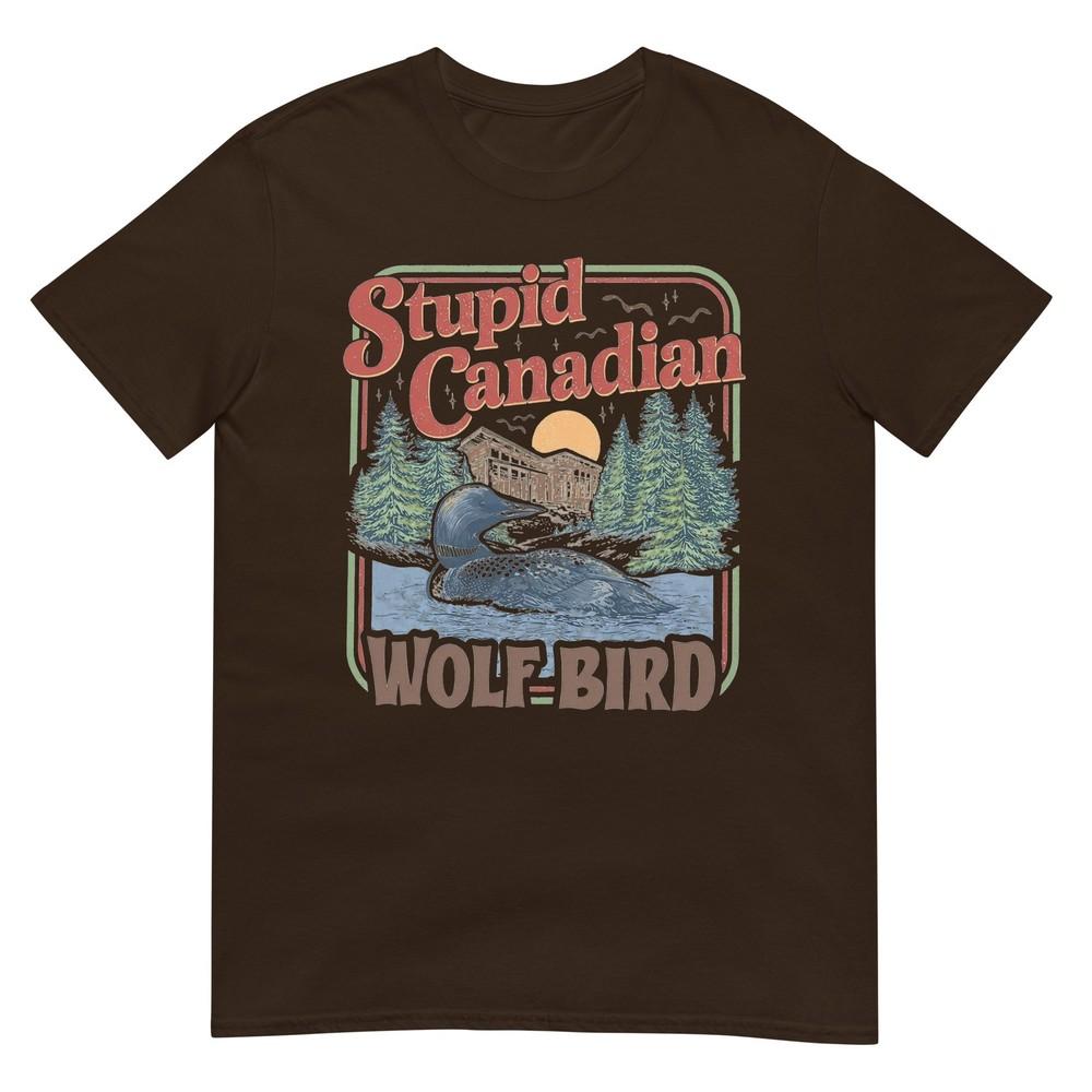 Stupid Canadian Wolf Bird Heated Hockey Meme Inspired Tshirt
