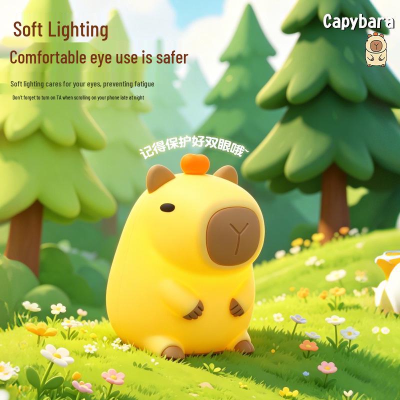 Capybara Silicone Pat Light: Rechargeable Timer Desk Lamp & Sleep Companion