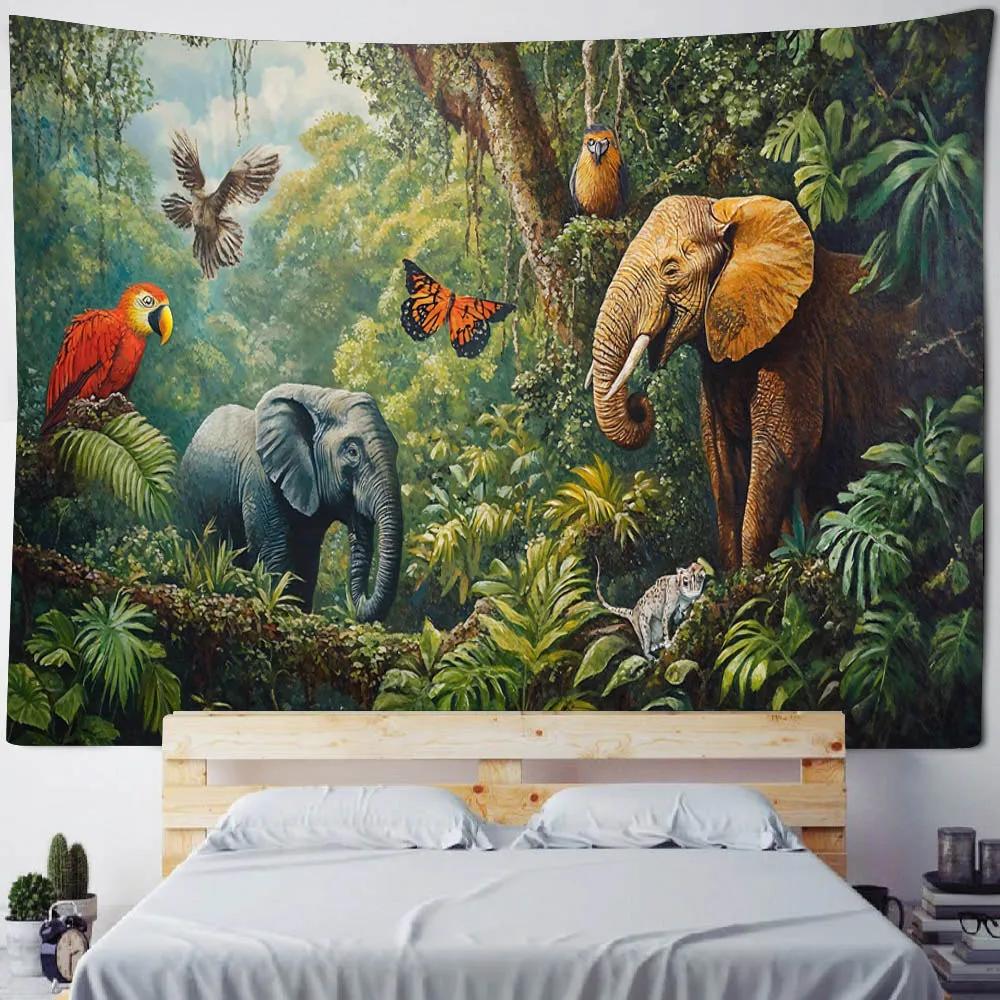 VIKAMA Jungle Bird Tapestry Psychedelic Forest Wall Hanging Exotic Bird Decor Suitable for Bedrooms and Yoga Studios