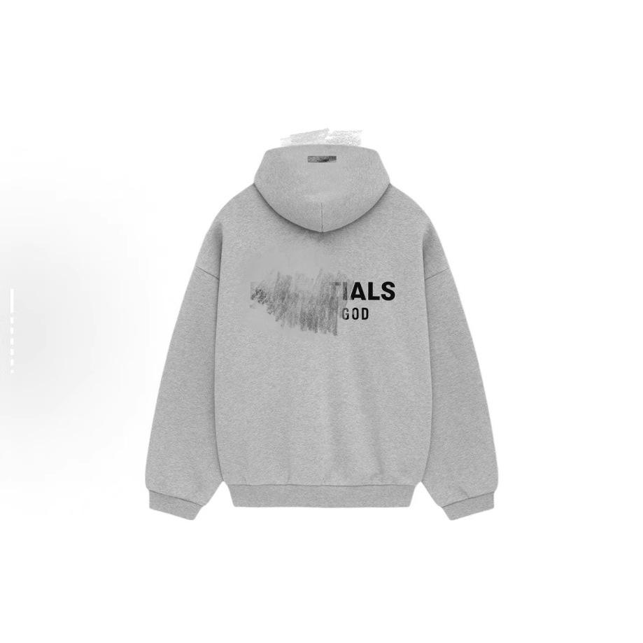 New Arrival: Essentials Double-Breasted Letter Print Fleece-Lined Hooded Silicone Hoodie for Autumn/Winter S