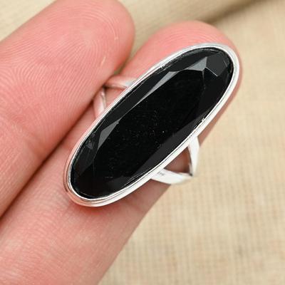 Thanksgiving Black Spinel Solid 925 Sterling Silver Handmade Gemstone Ring Jewelry