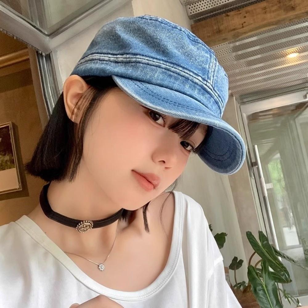 Vintage Baseball Hat Flat Top Cadet Cap Korean Peaked Cap Men Women