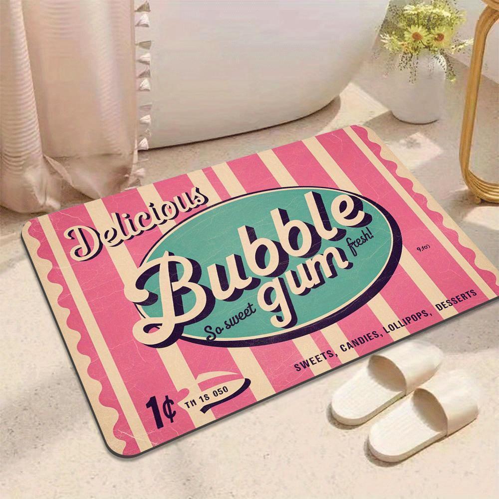 1pc Door Mat, Quick-Dry, Non-Slip Floor Mat Delicious Bubble Gum Design - Machine Washable, Soft Home Decor, Bathroom, Kitchen, Living Room, Bedroom