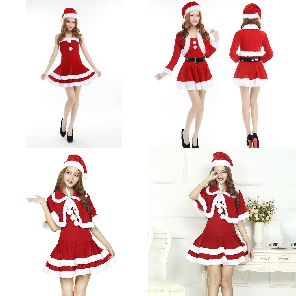 Deluxe Christmas Santa Claus Adult Female Performance Skirt Set