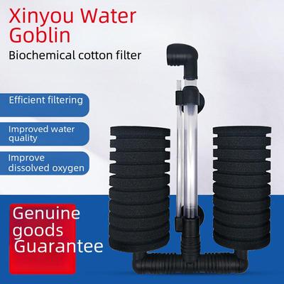 Pompa d'aria silenziosa Xinyou Water Fairy Filtro per acquario: 3-in-1 Doppia Testa con Cotone Aspirafischi.