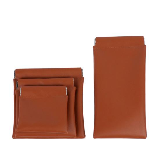 4Pcs/Set Snap Closure Pouch Waterproof Faux Leather Travel Organizer Bag Portable Self Closing Makeup Pouch for Cosmetics Lipstick Jewelry Cables