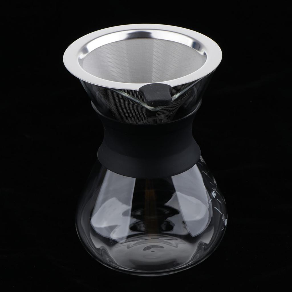 Coffee Maker, 7oz Glass Carafe and Reusable Stainless Steel Permanent Filter Manual Dripper