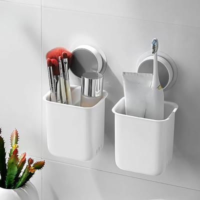 Přenosný nástěnný držák na zubní kartáček, zubní pasta, kelímek do úst, vodotěsný držák, bez vrtání, koupelnový úložný prostor, police, organizér