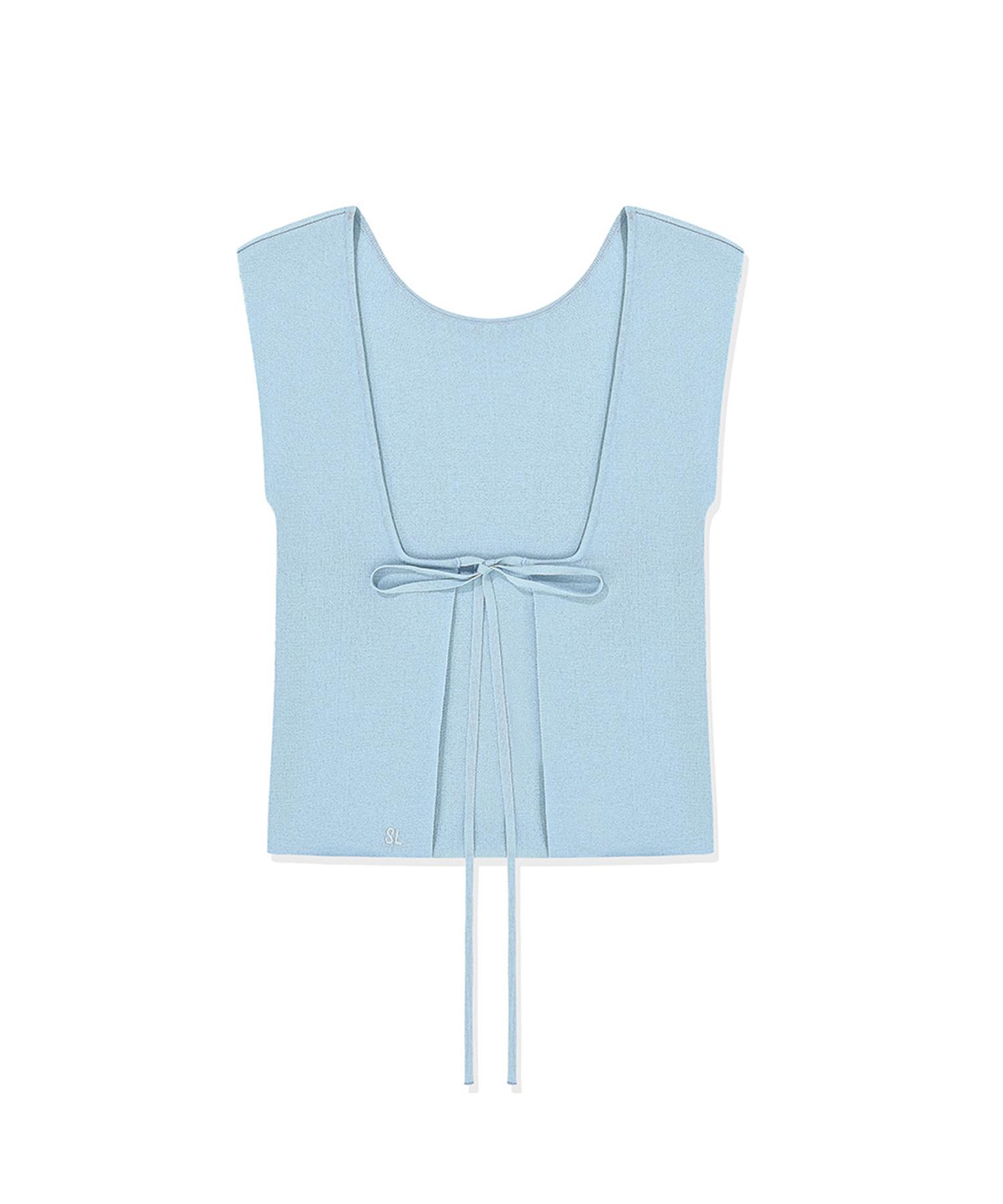 Slow Garments Backless Ribbon Point Knitwear - Blue Blue