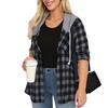 Women Long Sleeve Plaid Jackets Shirt Long Sleeve Casual Loose Coat Outwear