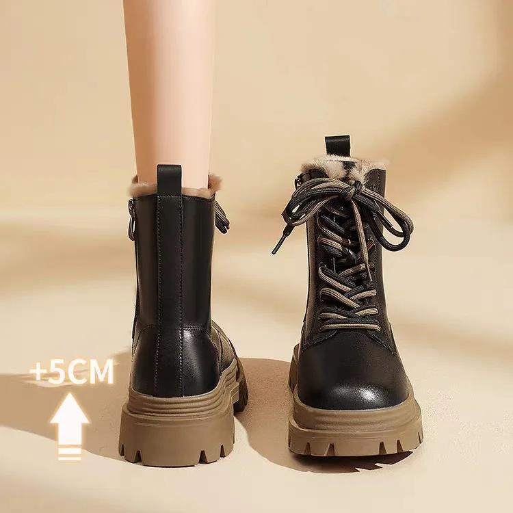 Nouvelles Bottes de Neige d'Hiver 2024 pour Femmes Plus Polaire Épais Bottes pour Femmes Style Britannique Décontractées Simples Chaussures pour Femmes