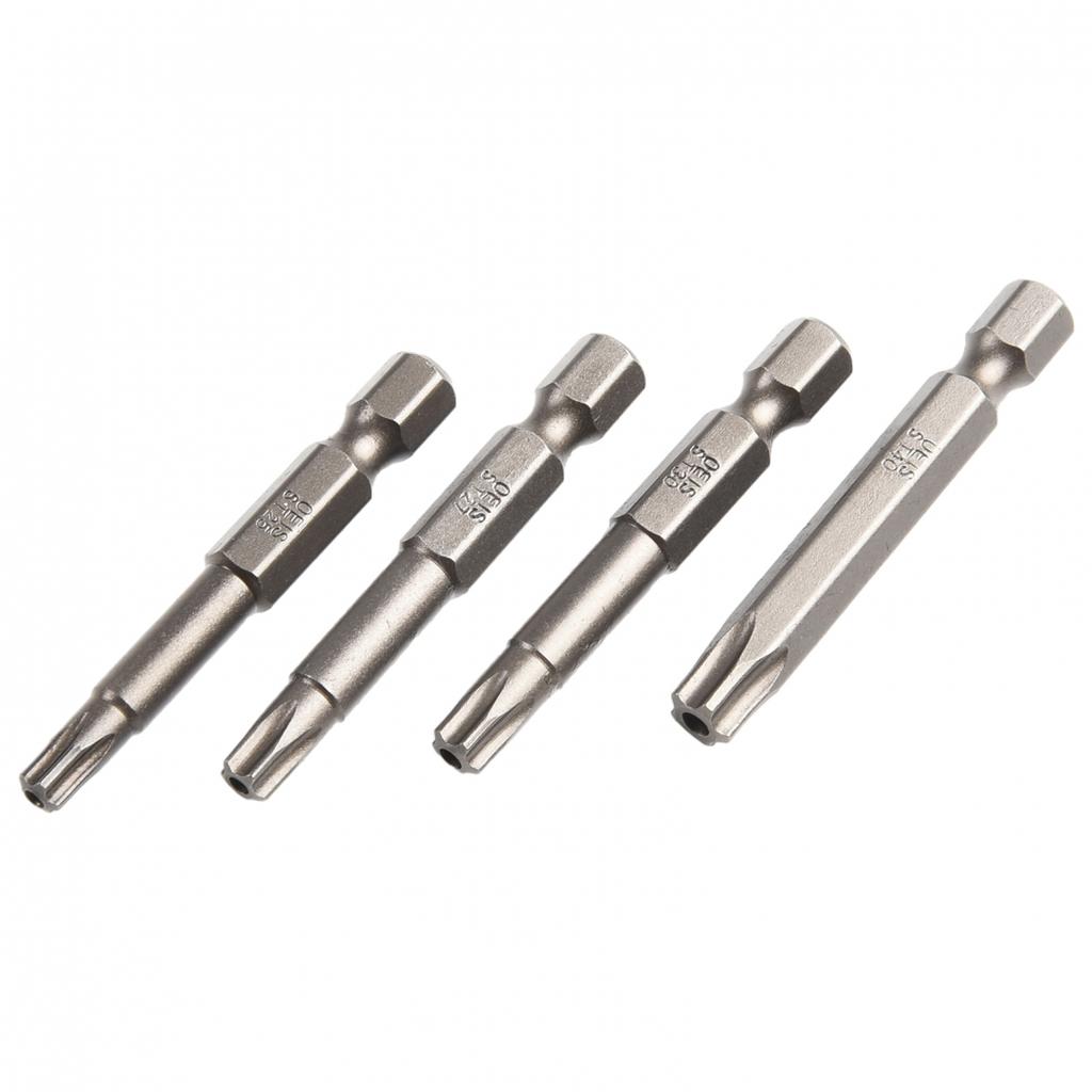 8Pcs 50mm 1/4 Hex Shank Magnetic Five-point Torx Screwdriver Bits Set T8-T40