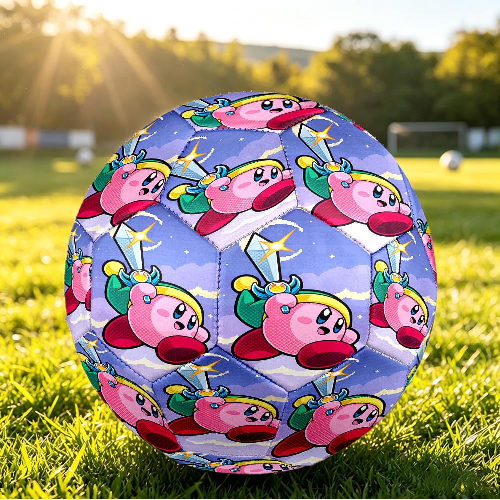 Size 5 Football Kirby Pattern, Wear‑Resistant Soccer Ball for Match Training Daily Sports Play