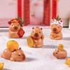 Chinese New Year Cartoon Capybara Figurines Resin Getting Rich Lucky Charm Cute Car Ornament  Gift