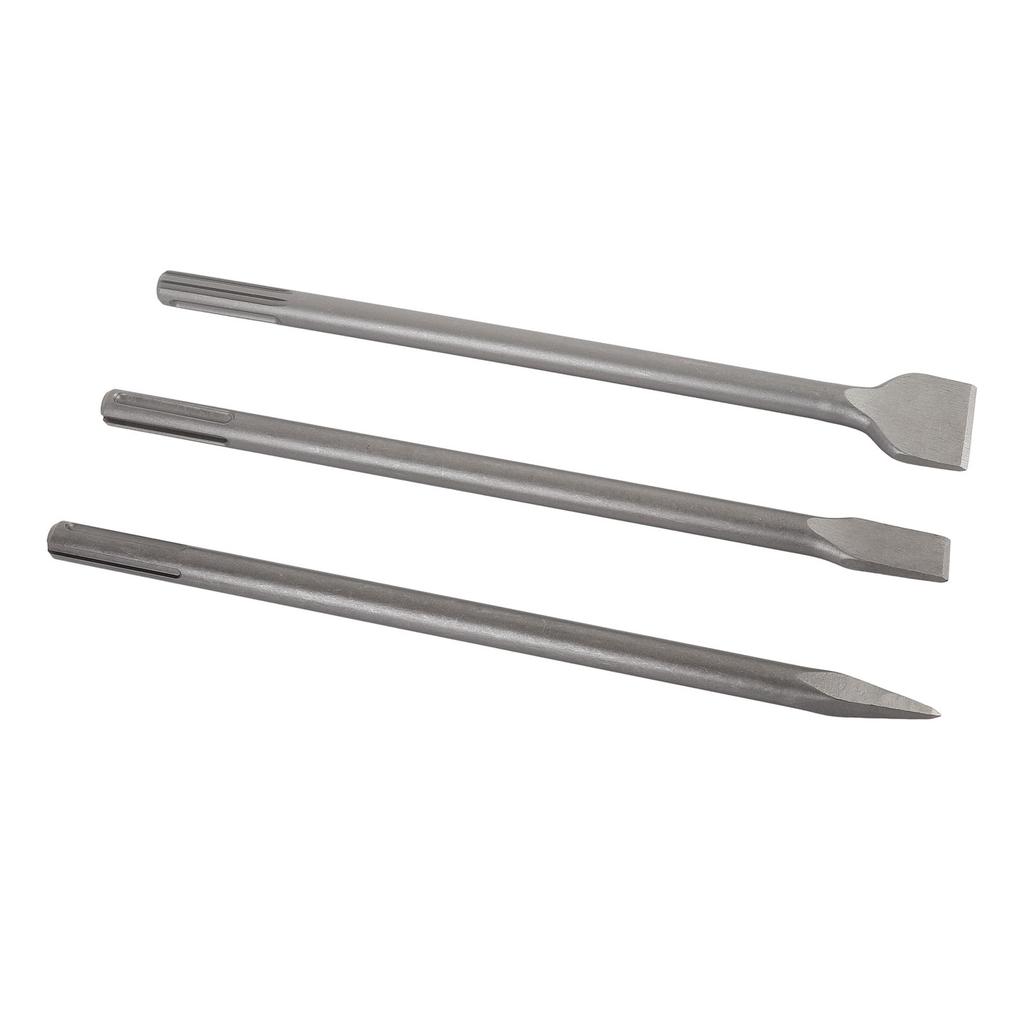 3 Piece Chisel Set Point Flat Scaling Chisel Rotating Hammer Drill Attachments for Concrete Stone