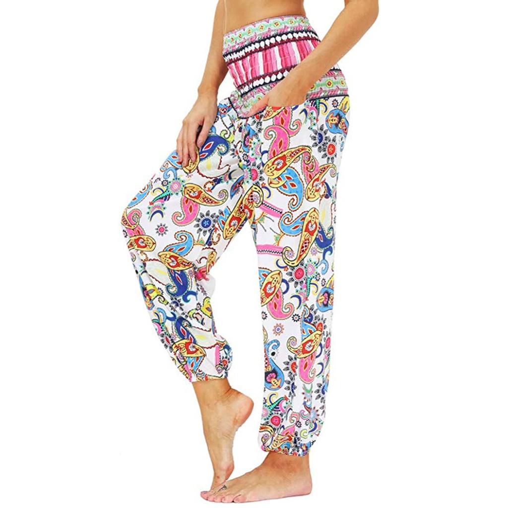 Women Fashion Casual Print Casual Loose Sports Yoga Pants Pants
