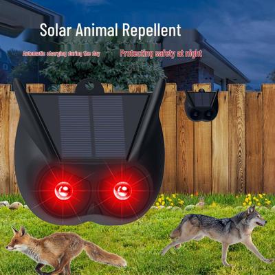 Solar-Powered Owl Animal Repeller with Flashing Red Light