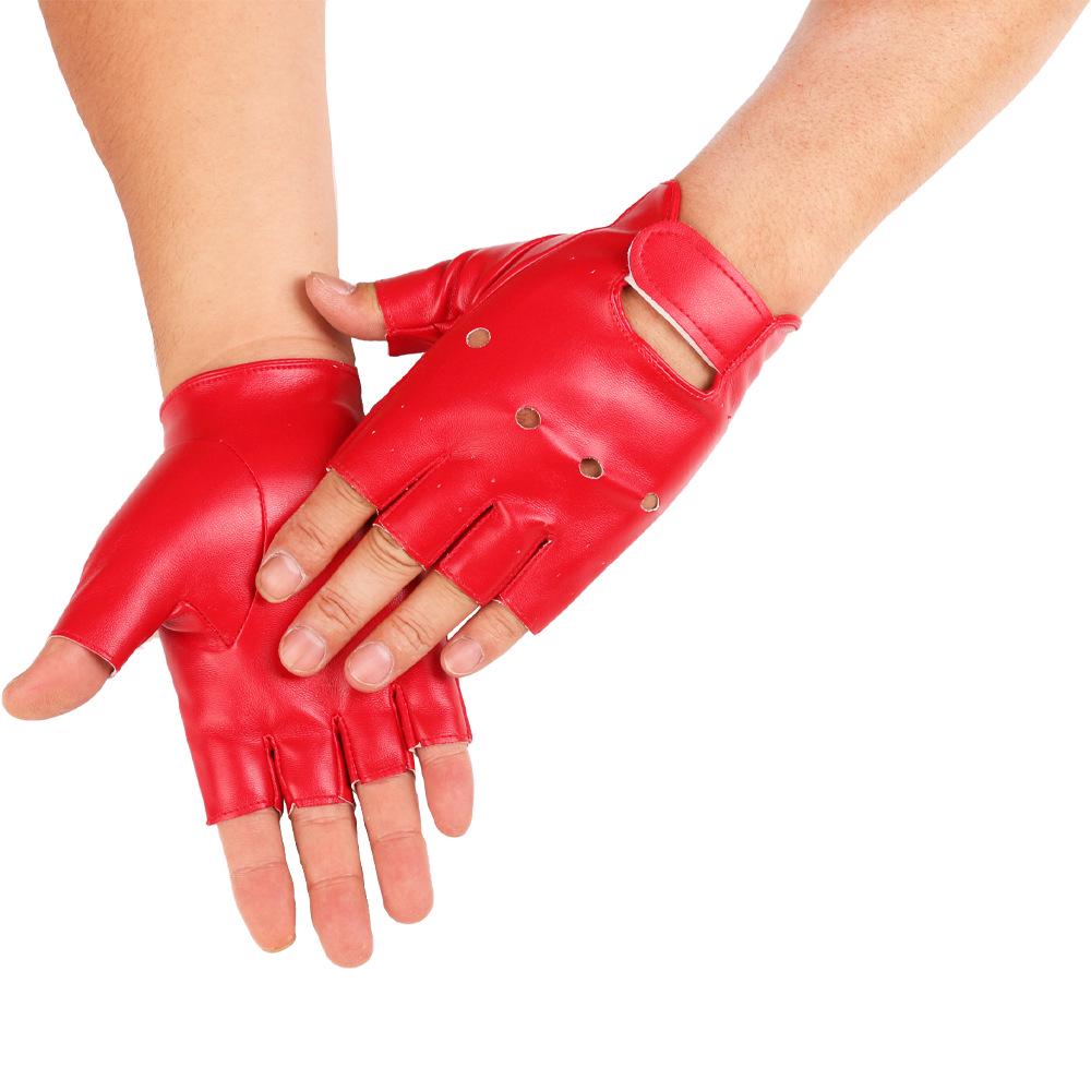 Men's Punk Gothic Leather Half-Finger Dance Gloves for Spring/Autumn Stage Performance