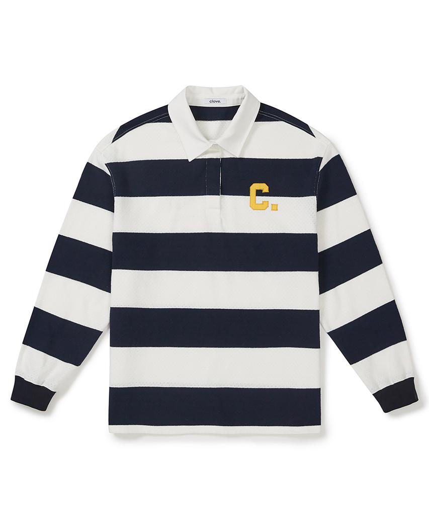 CLOVE [26Ss Clove] Varsity Stripe Rugby Shirt (Navy)