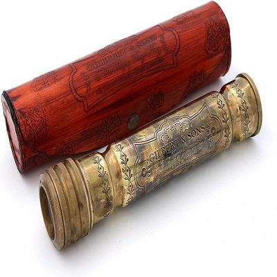 Handmade Brass Kaleidoscope with Leather Case - Vintage Look - Antique Finish - Nautical for Friends Family