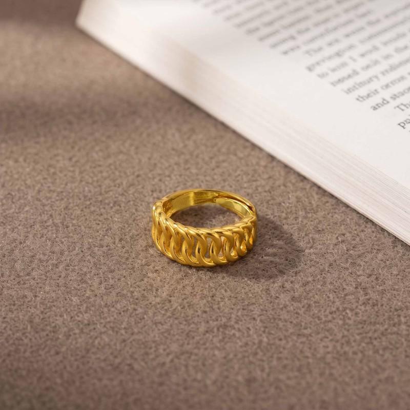 Modern Chinese Wave Hollow Ring: Elegant Unisex Band for Couples