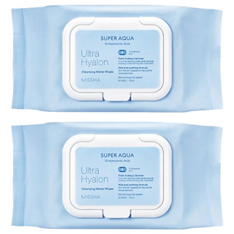 Missha Super Aqua Ultra Hyaluron Cleansing Water Tissues with Cap, 30 pcs, 2 pcs