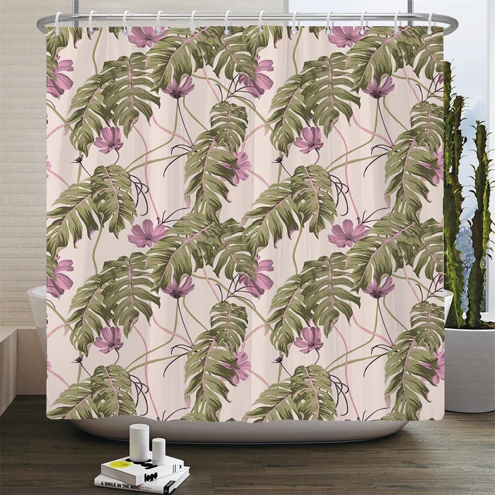 Elegant Floral Flowers Shower Curtain Retro Rose Shower Curtain Polyester Bath Curtain Bathroom Decor Curtain Washable With Hook